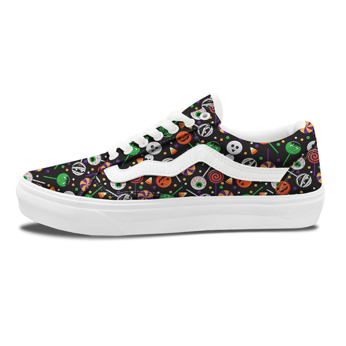 Candy Monsters Halloween Print Pattern Skate Shoes-grizzshop
