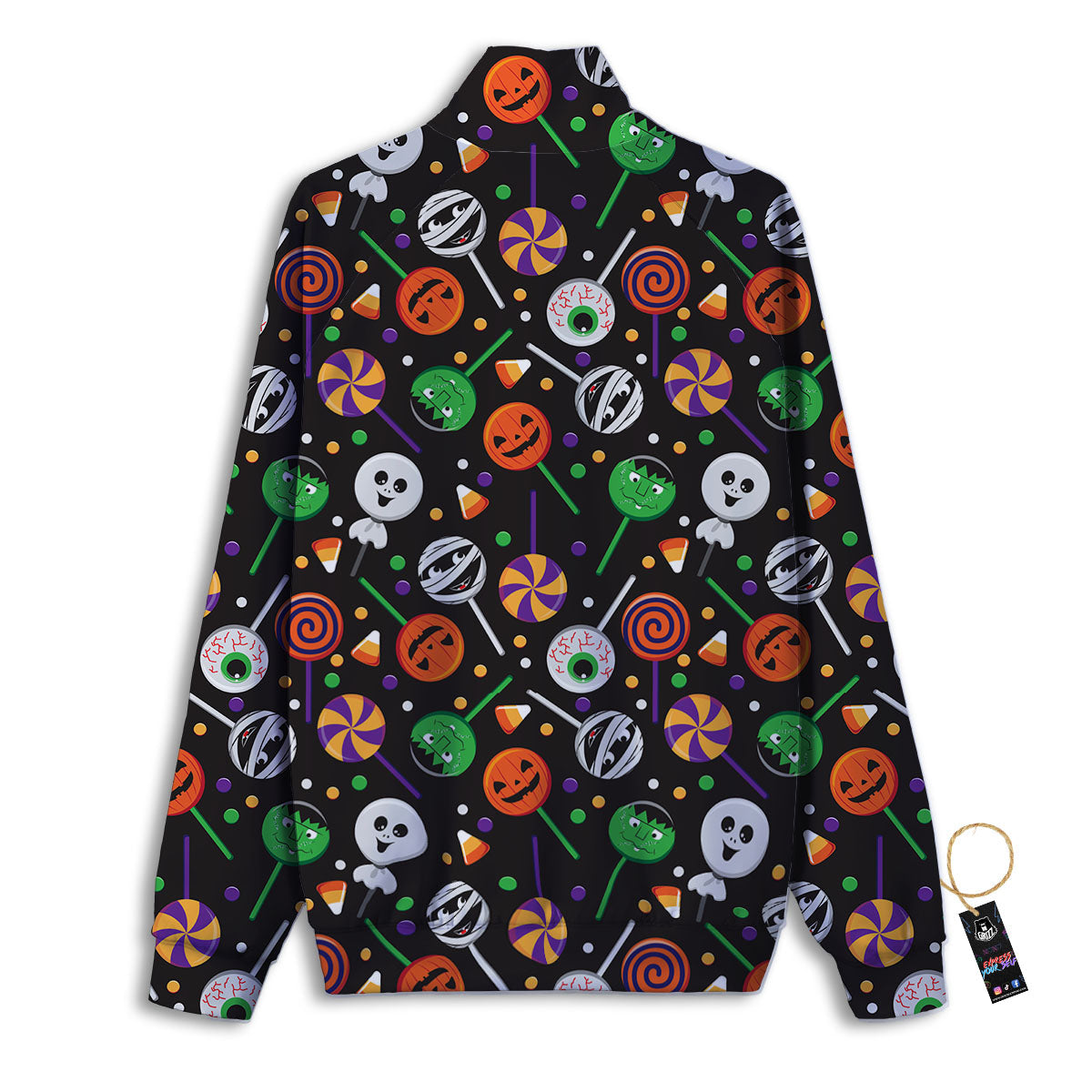 Candy Monsters Halloween Print Pattern Track Jacket-grizzshop
