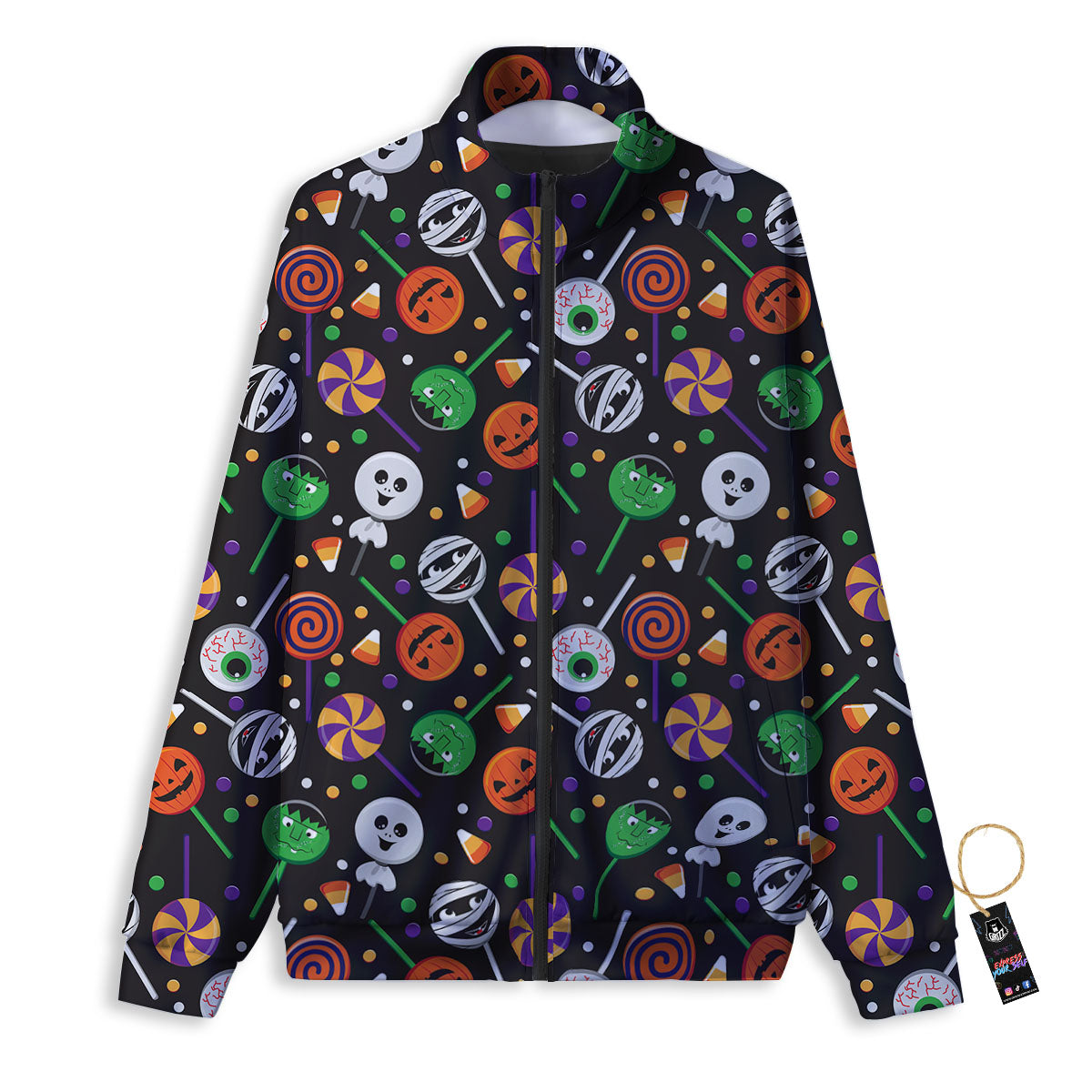 Candy Monsters Halloween Print Pattern Track Jacket-grizzshop