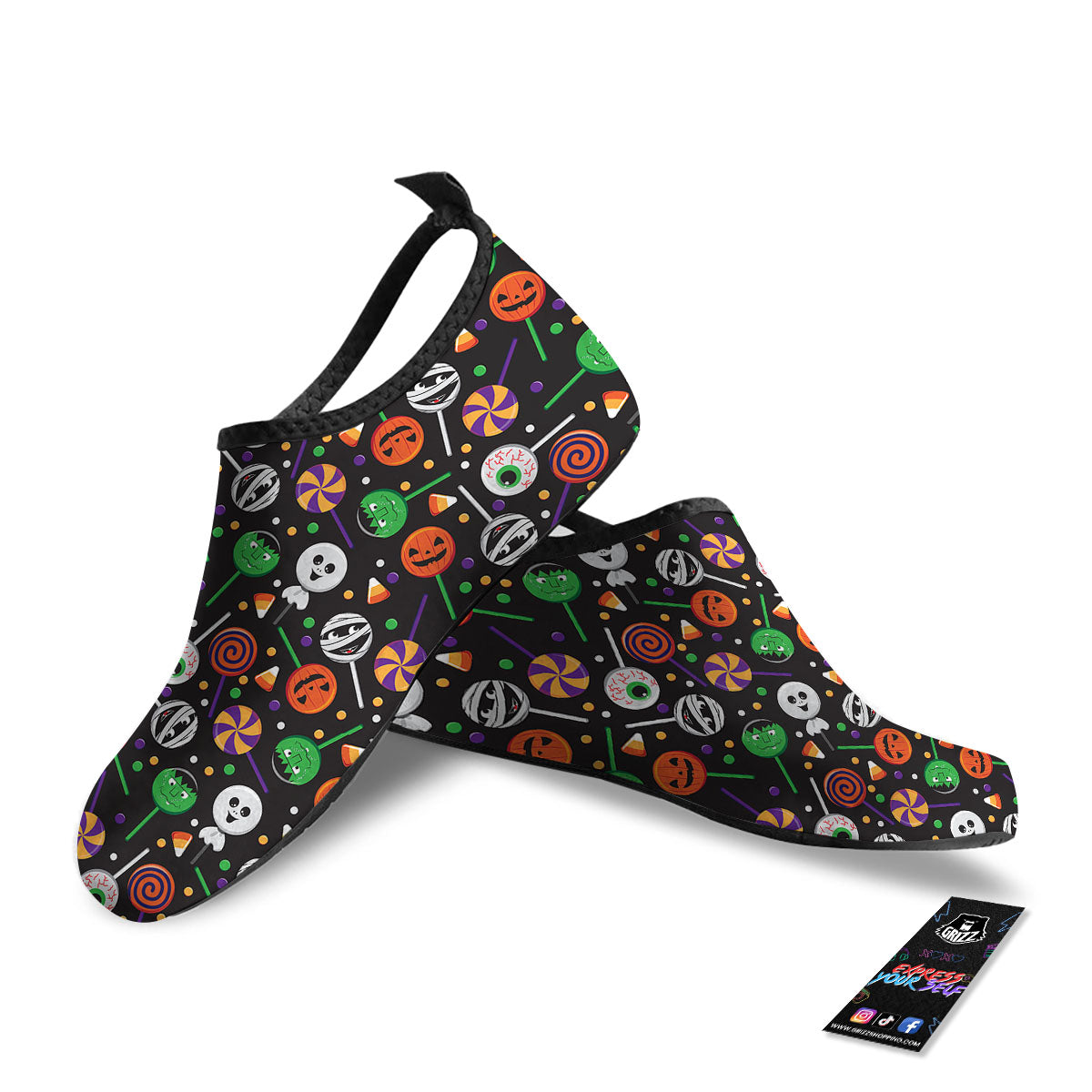 Candy Monsters Halloween Print Pattern Water Shoes-grizzshop