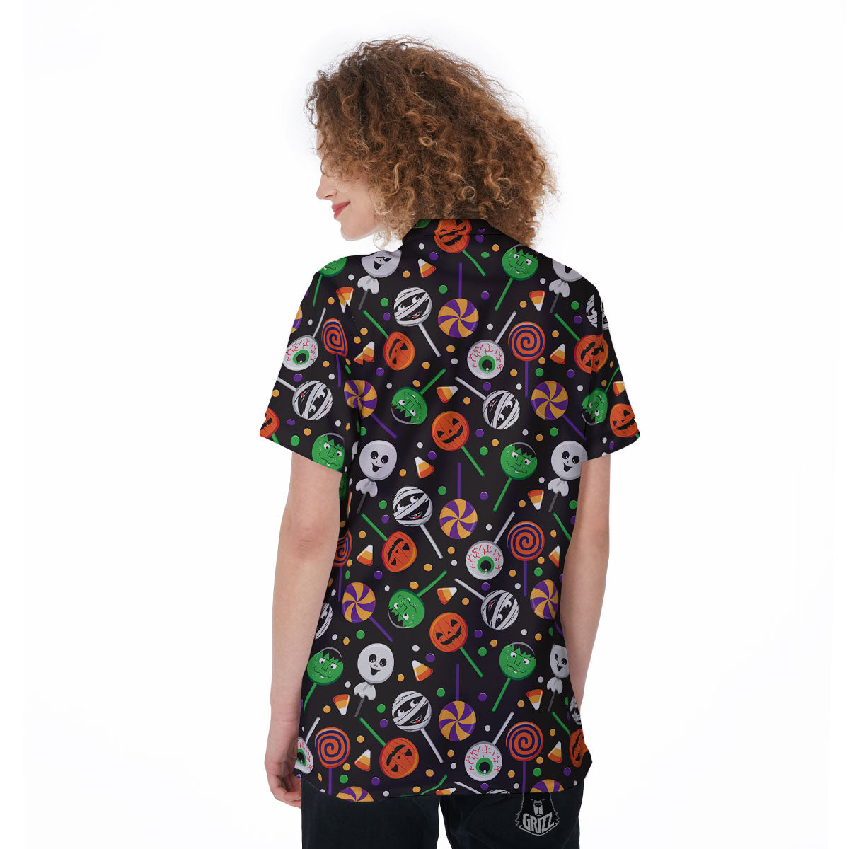Candy Monsters Halloween Print Pattern Women's Golf Shirts-grizzshop