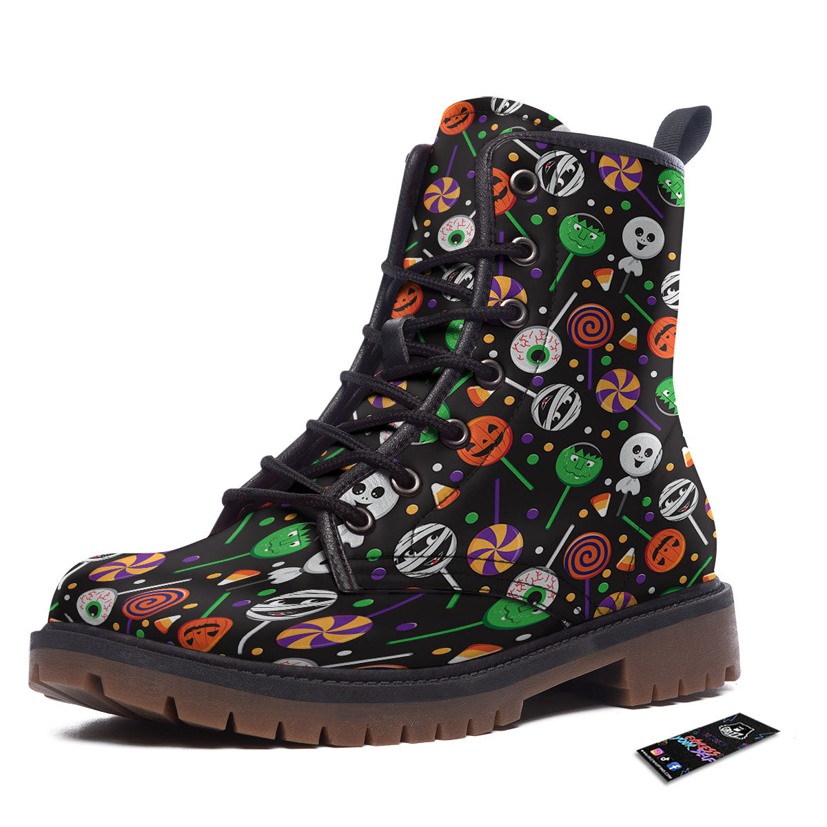 Candy Monsters Halloween Print Pattern Work Boots-grizzshop