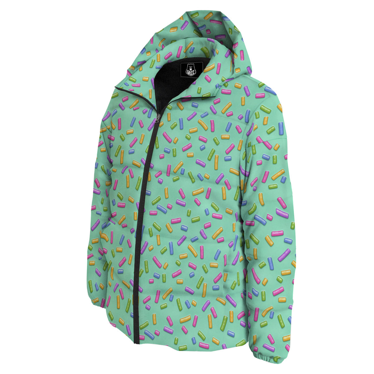 Candy Sprinkles Green Sweet Print Pattern Down Jacket-grizzshop