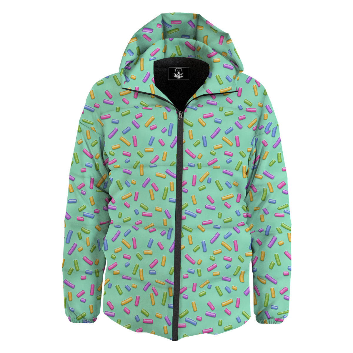 Candy Sprinkles Green Sweet Print Pattern Down Jacket-grizzshop