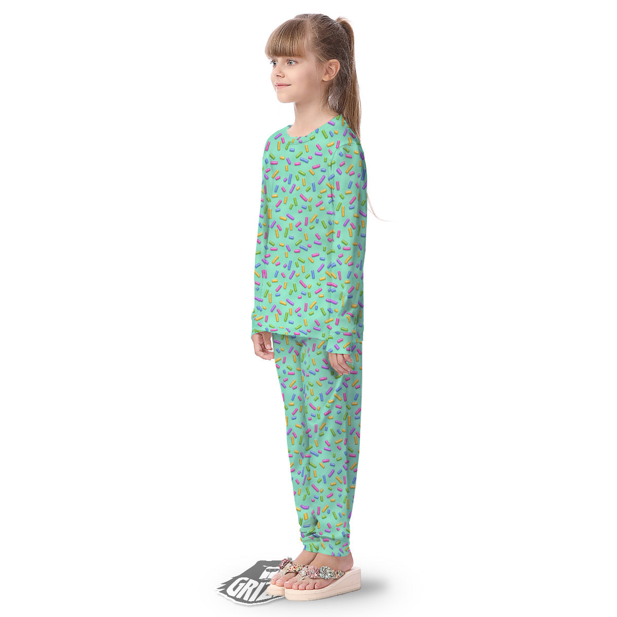 Candy Sprinkles Green Sweet Print Pattern Kid's Pajamas-grizzshop