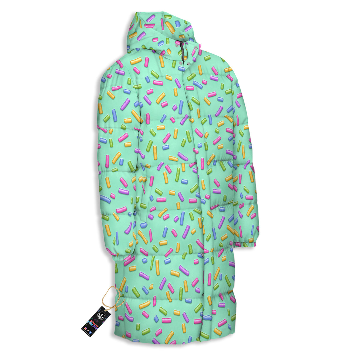 Candy Sprinkles Green Sweet Print Pattern Long Down Jacket-grizzshop