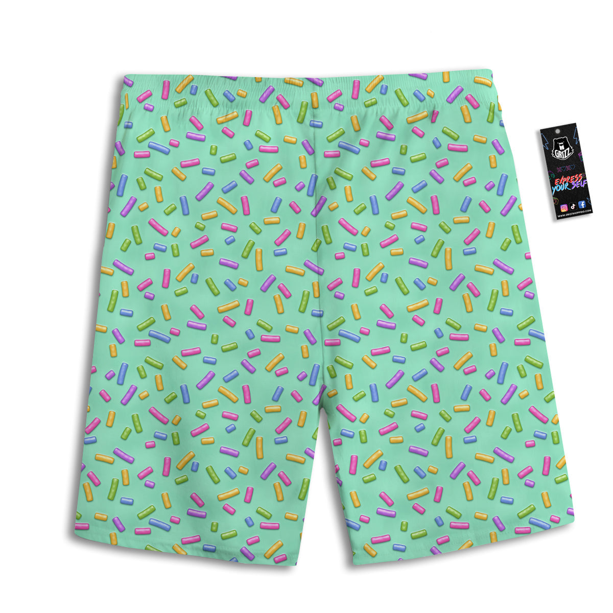 Candy Sprinkles Green Sweet Print Pattern Men's Athletic Shorts