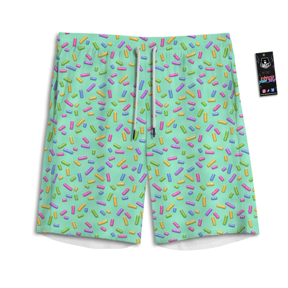 Candy Sprinkles Green Sweet Print Pattern Men's Athletic Shorts