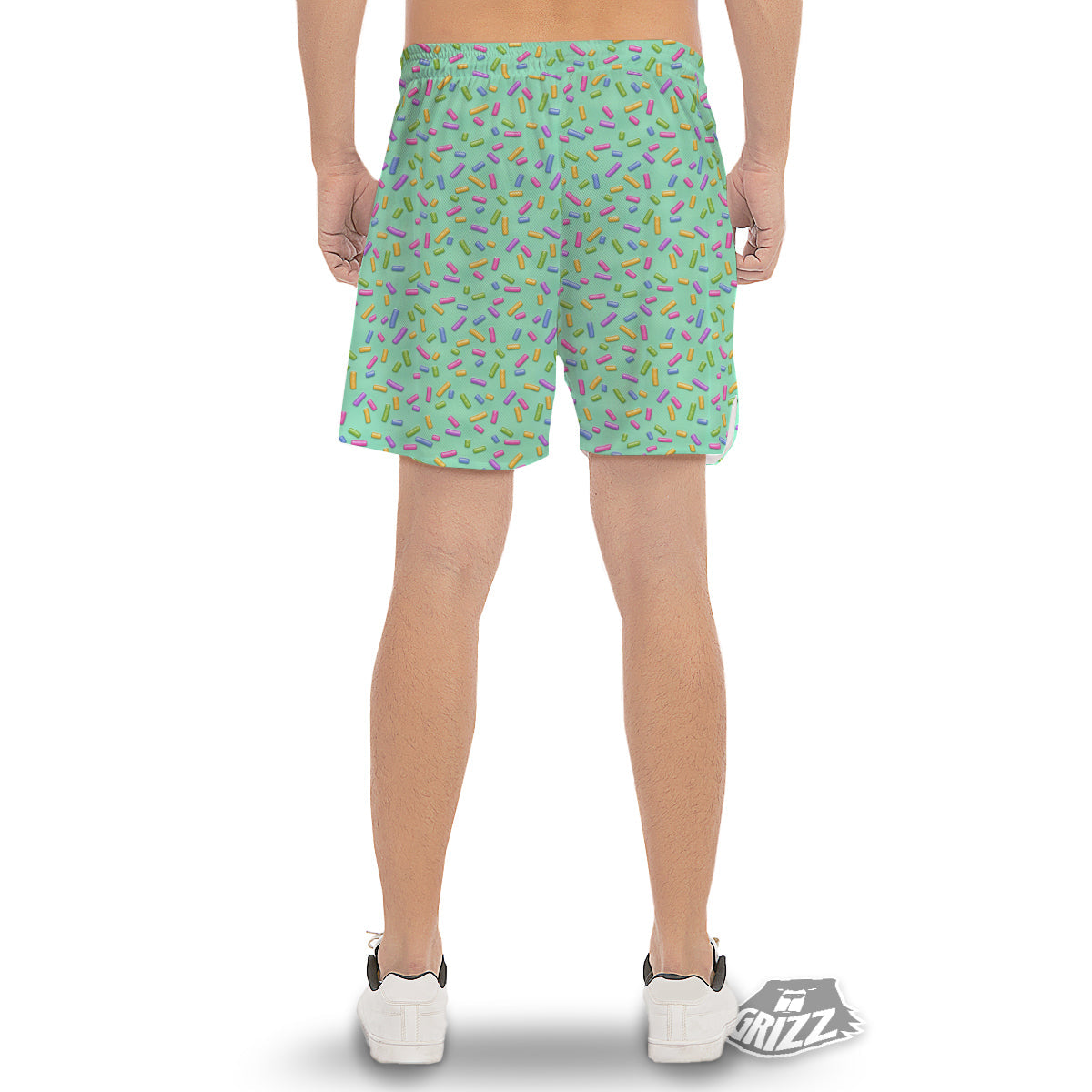 Candy Sprinkles Green Sweet Print Pattern Men's Gym Shorts-grizzshop