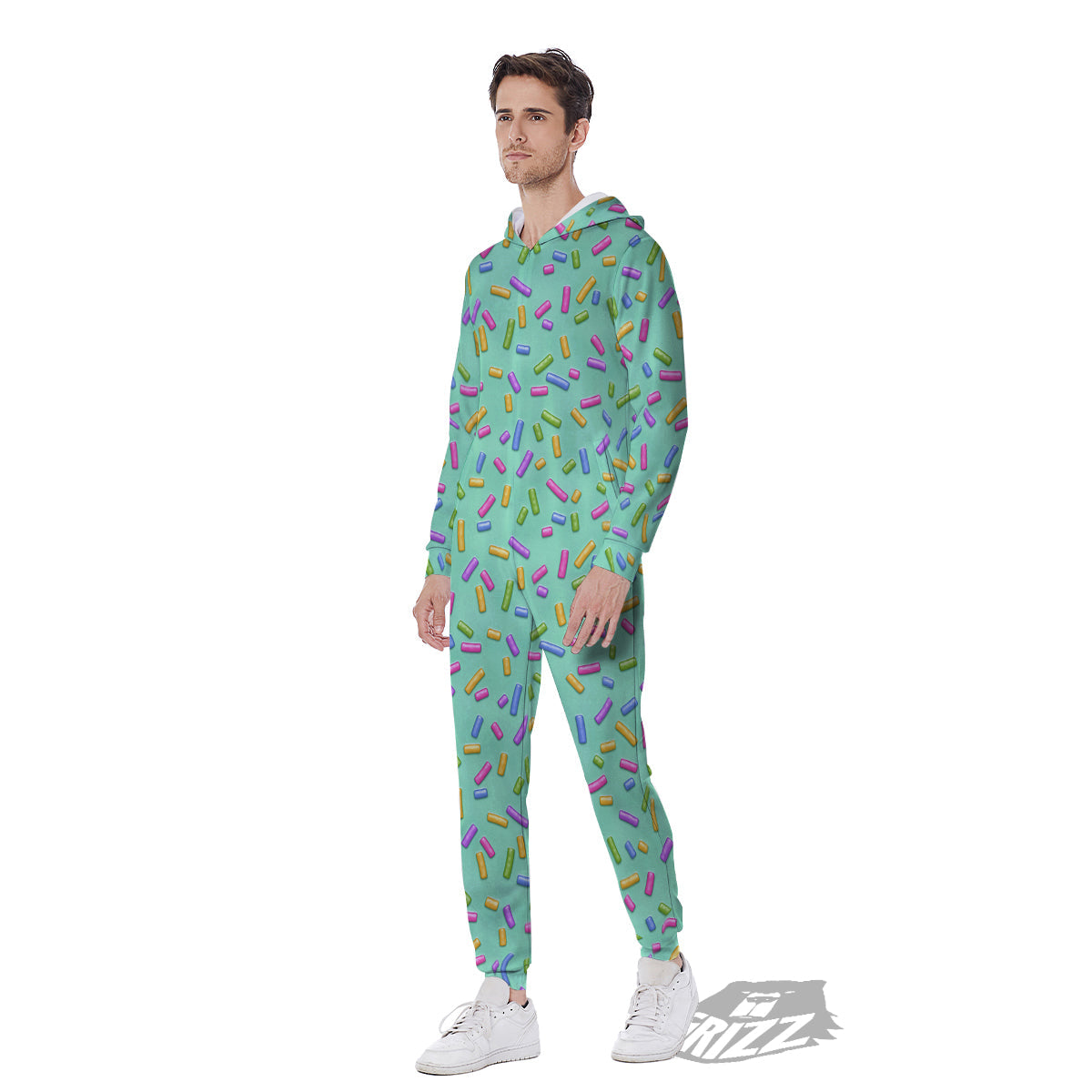 Candy Sprinkles Green Sweet Print Pattern Men's Jumpsuit-grizzshop