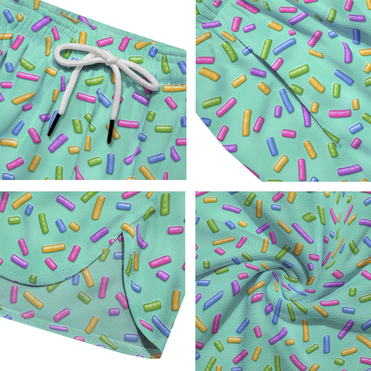 Candy Sprinkles Green Sweet Print Pattern Men's Running Shorts-grizzshop