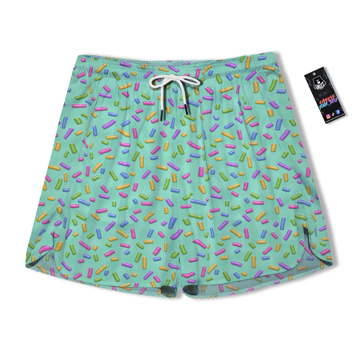 Candy Sprinkles Green Sweet Print Pattern Men's Running Shorts-grizzshop