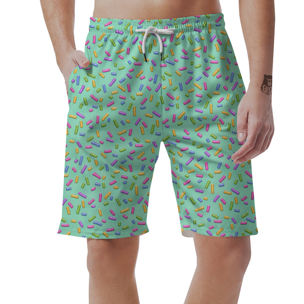 Candy Sprinkles Green Sweet Print Pattern Men's Shorts-grizzshop