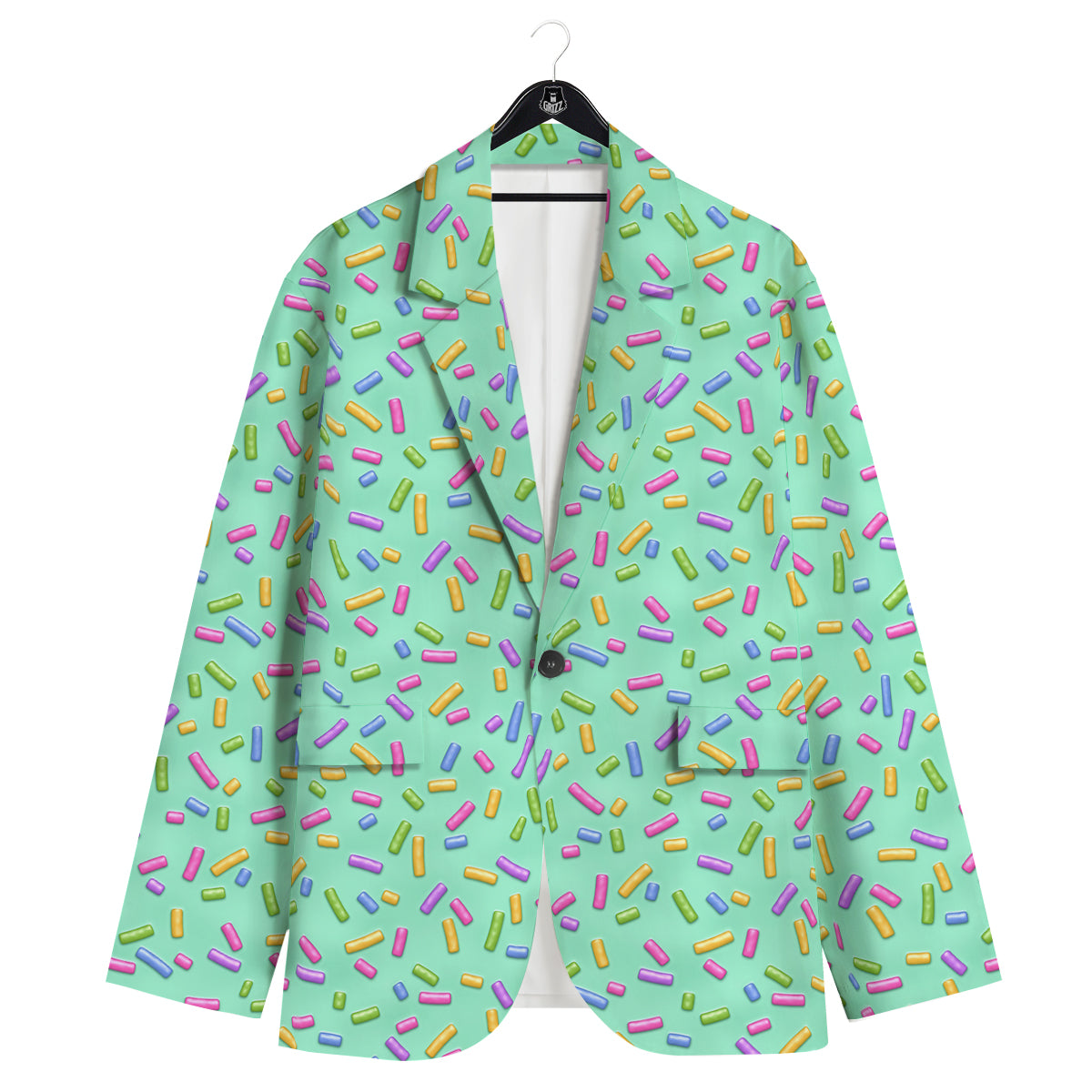 Candy Sprinkles Green Sweet Print Pattern Men's Sport Coat-grizzshop
