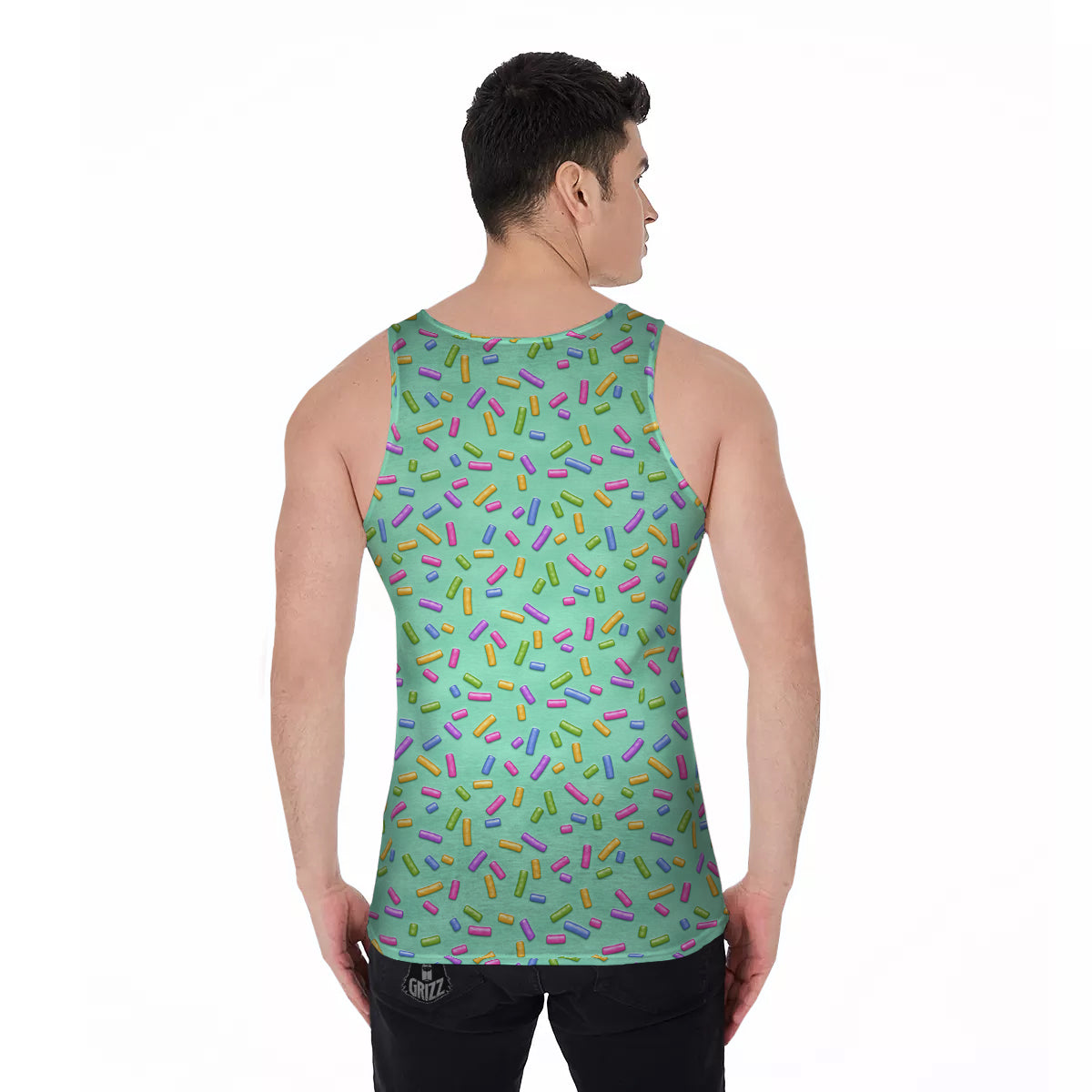 Candy Sprinkles Green Sweet Print Pattern Men's Tank Top-grizzshop