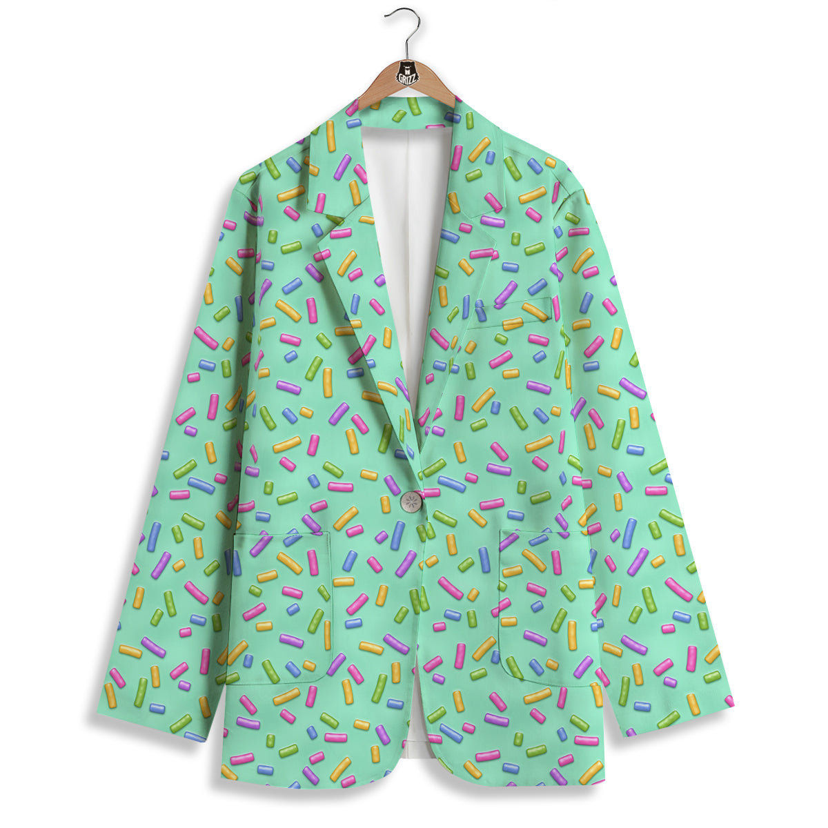 Candy Sprinkles Green Sweet Print Pattern Women's Blazer-grizzshop
