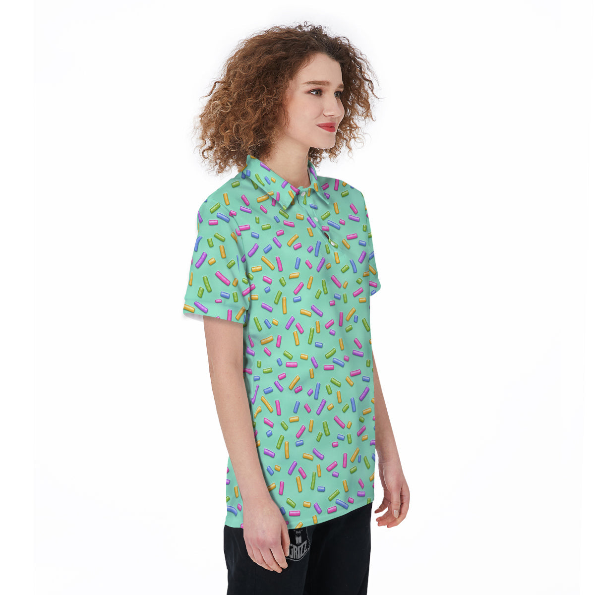Candy Sprinkles Green Sweet Print Pattern Women's Golf Shirts-grizzshop
