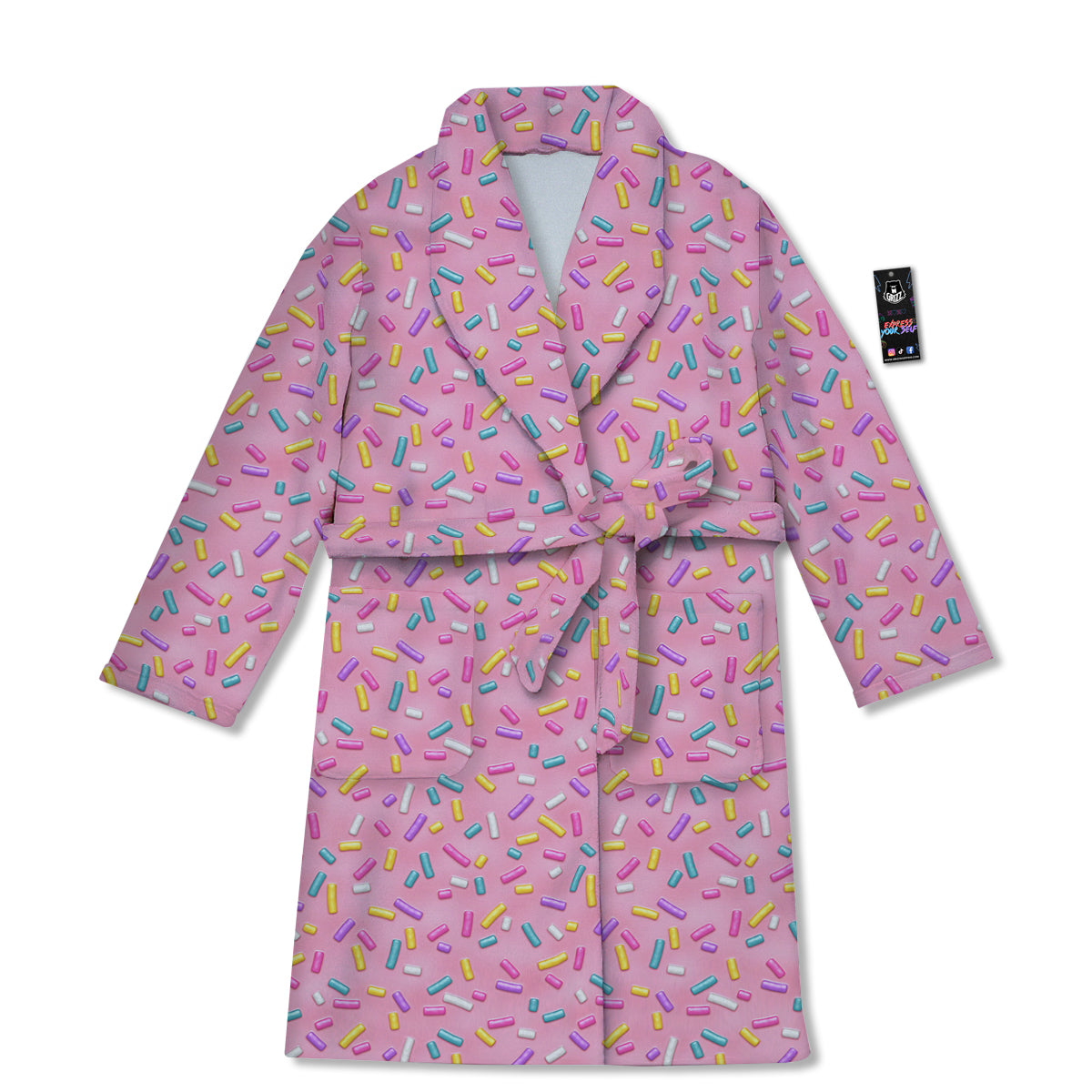 Candy Sprinkles Sweet Pink Print Pattern Bathrobe-grizzshop