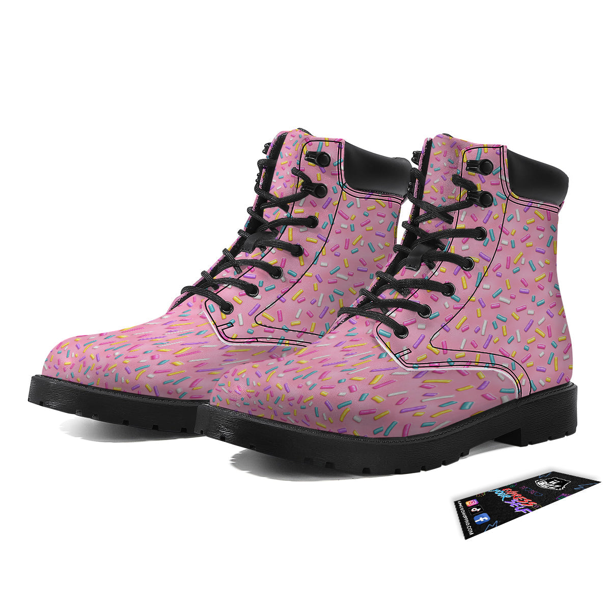 Candy Sprinkles Sweet Pink Print Pattern Boots-grizzshop