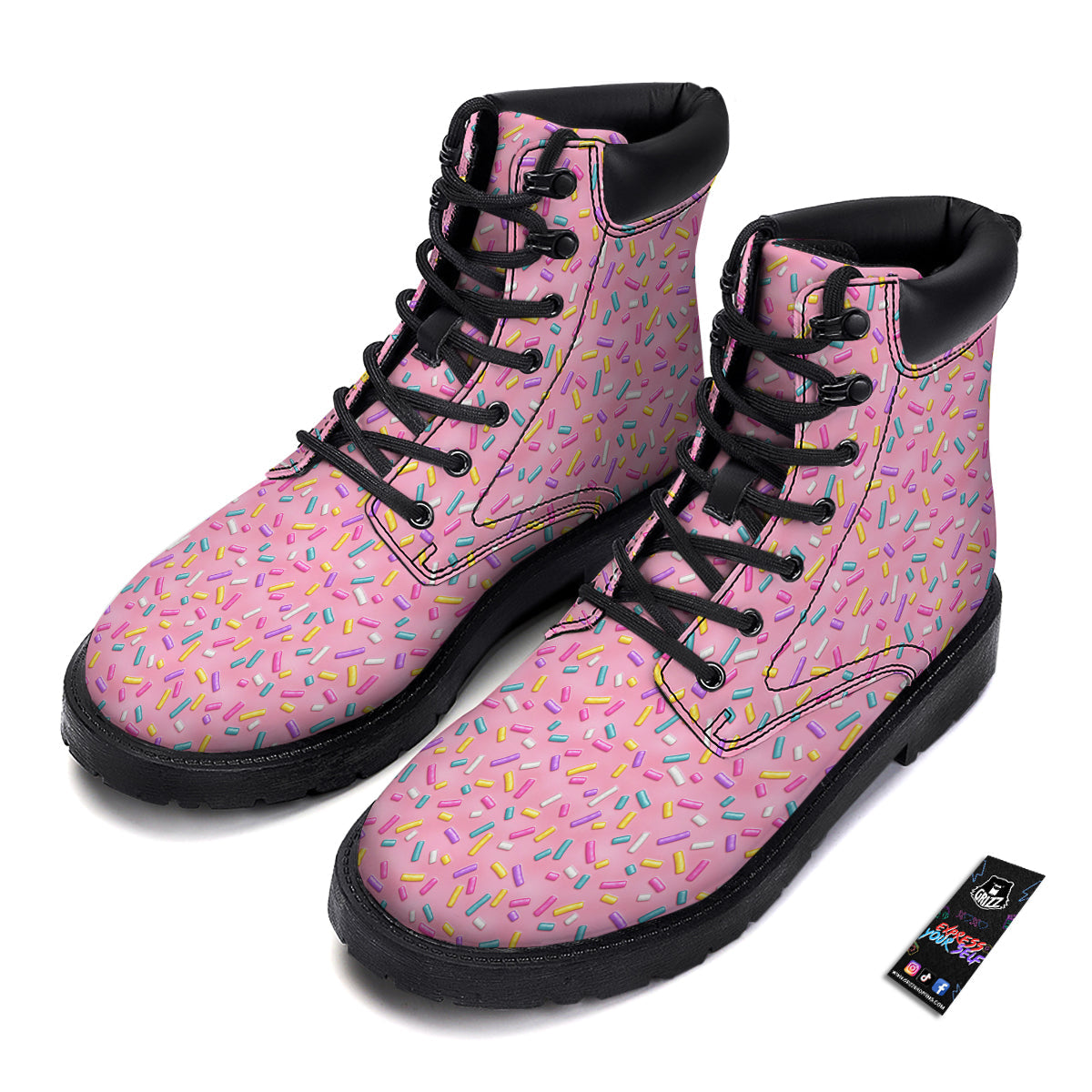 Candy Sprinkles Sweet Pink Print Pattern Boots-grizzshop