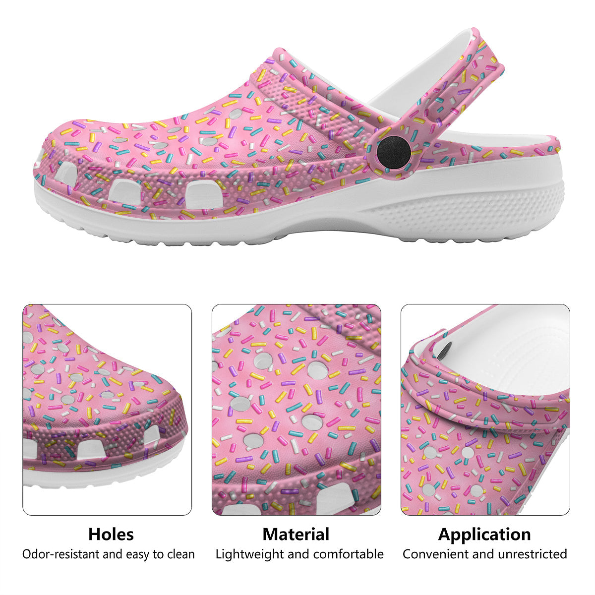 Candy Sprinkles Sweet Pink Print Pattern Clog-grizzshop