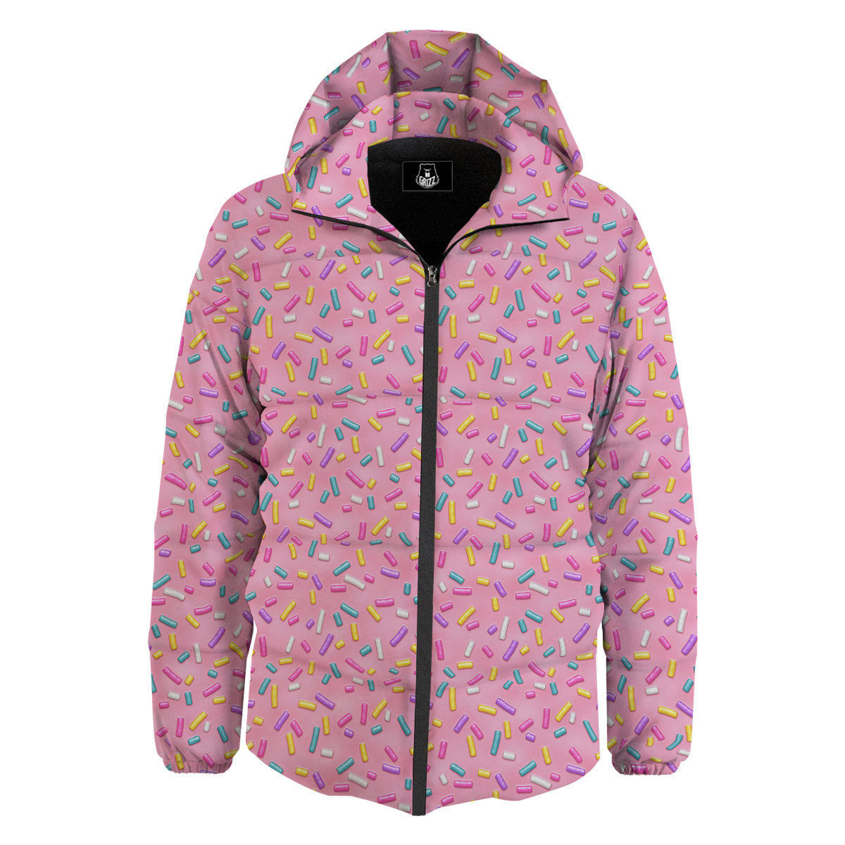 Candy Sprinkles Sweet Pink Print Pattern Down Jacket-grizzshop