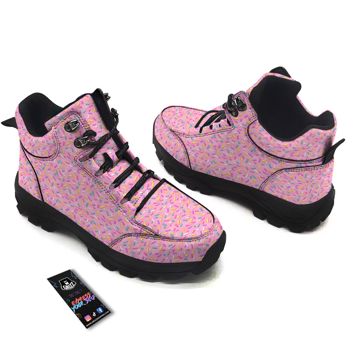 Candy Sprinkles Sweet Pink Print Pattern Hiking Shoes-grizzshop