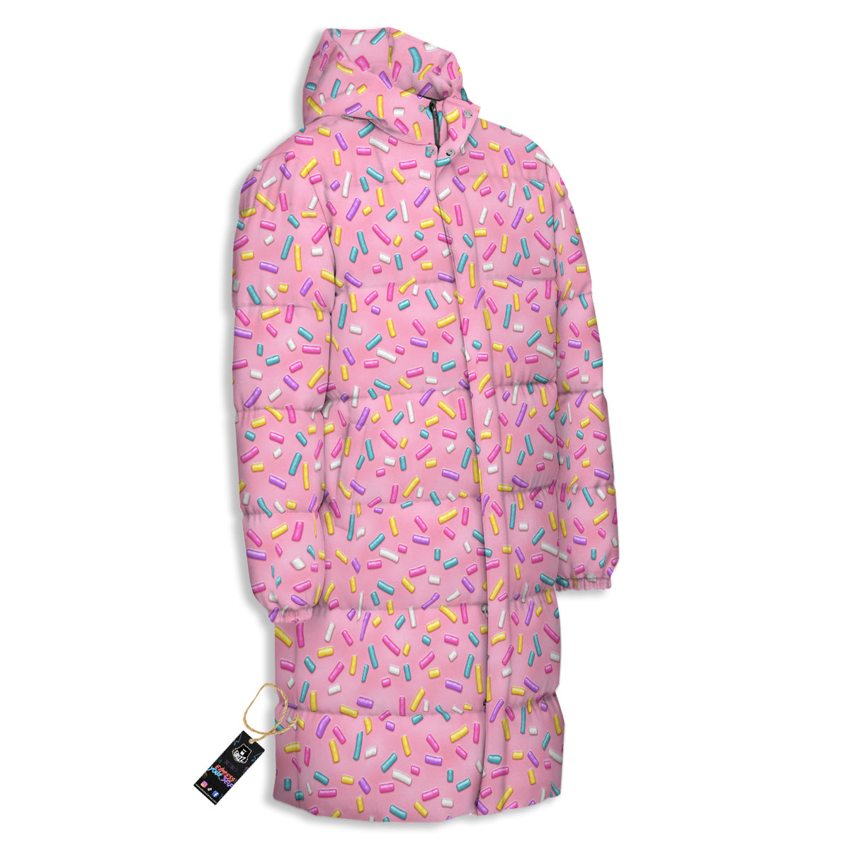Candy Sprinkles Sweet Pink Print Pattern Long Down Jacket-grizzshop