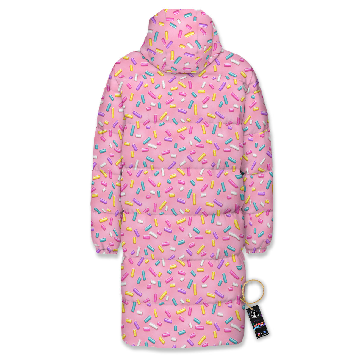Candy Sprinkles Sweet Pink Print Pattern Long Down Jacket-grizzshop
