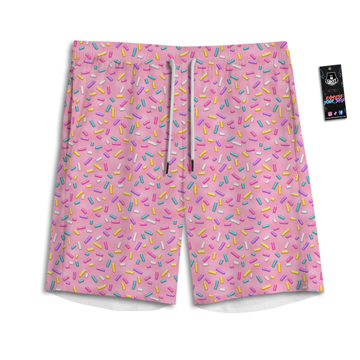 Candy Sprinkles Sweet Pink Print Pattern Men's Athletic Shorts