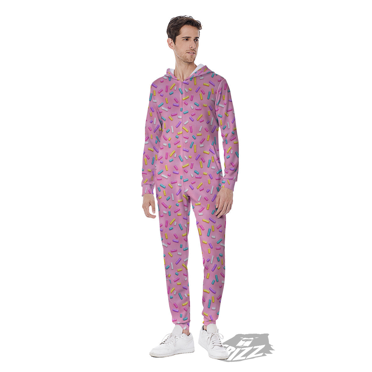 Candy Sprinkles Sweet Pink Print Pattern Men's Jumpsuit-grizzshop