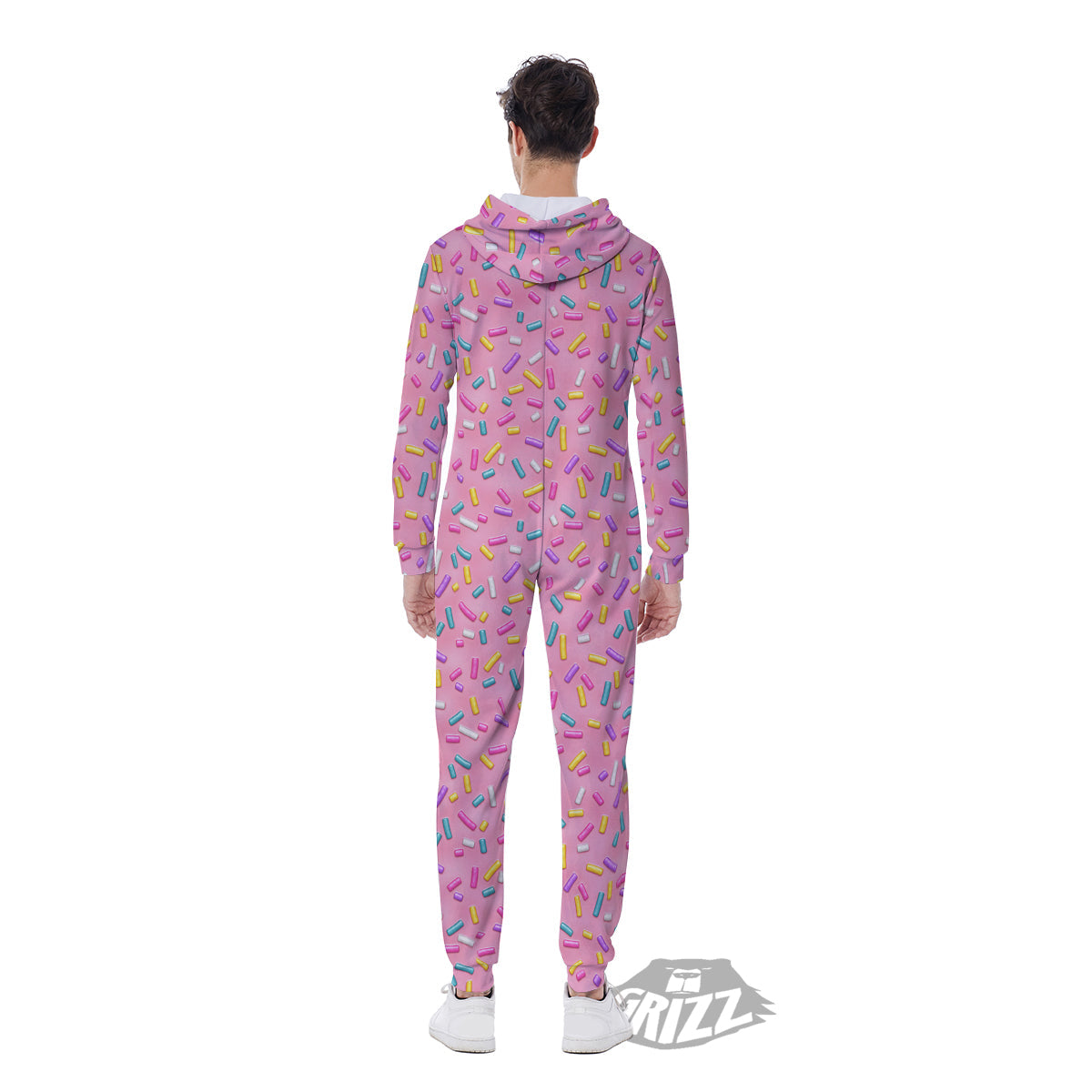 Candy Sprinkles Sweet Pink Print Pattern Men's Jumpsuit-grizzshop