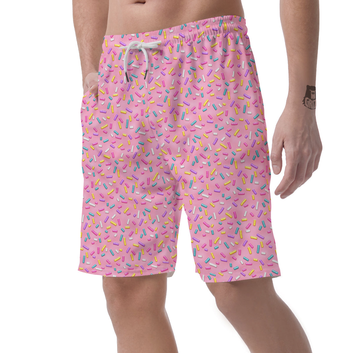 Candy Sprinkles Sweet Pink Print Pattern Men's Shorts-grizzshop
