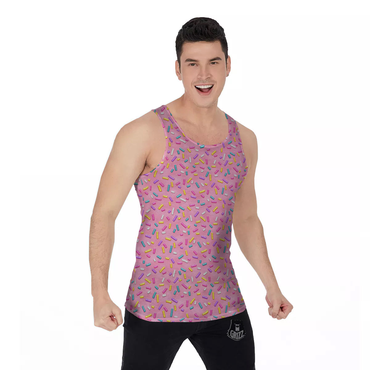 Candy Sprinkles Sweet Pink Print Pattern Men's Tank Top-grizzshop
