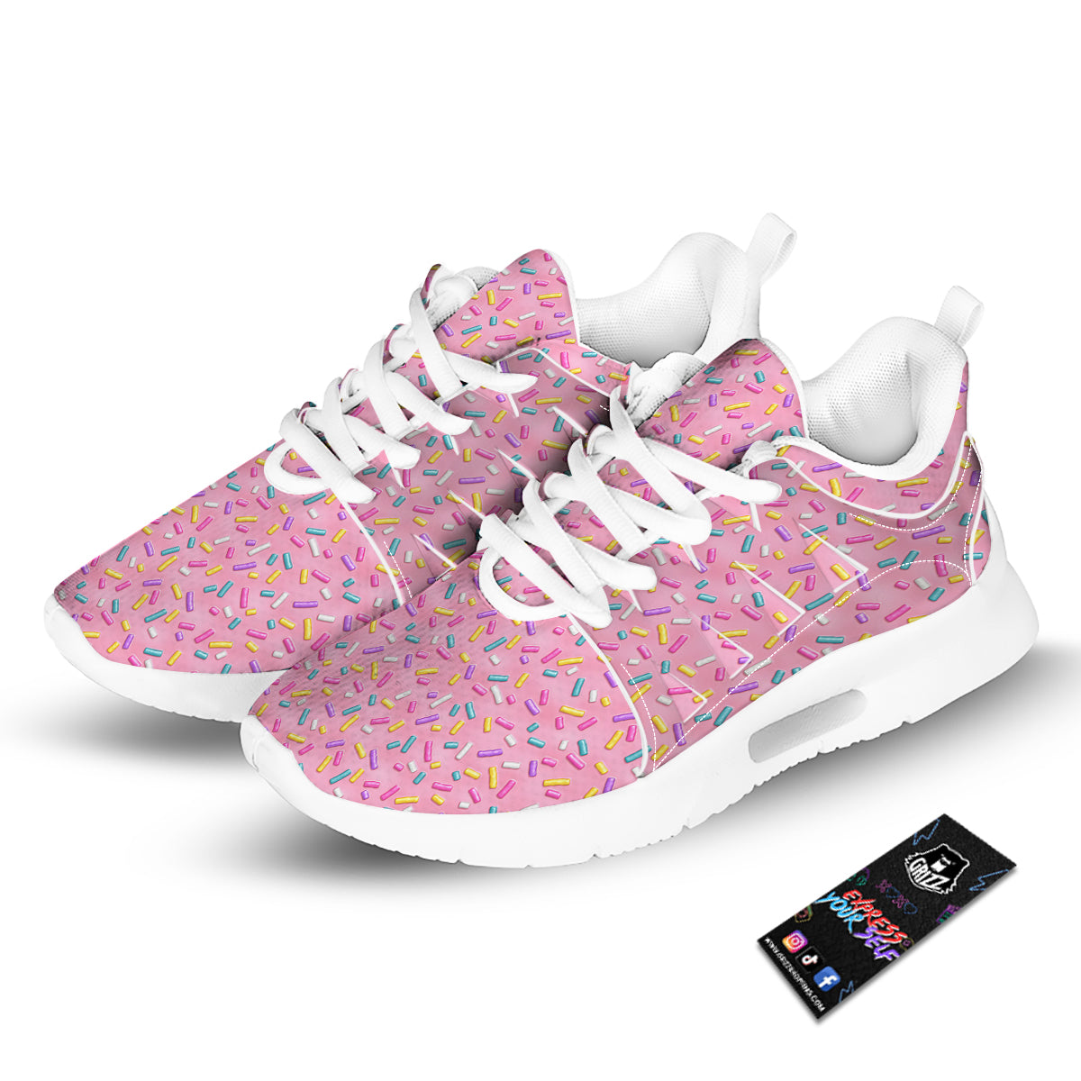 Candy Sprinkles Sweet Pink Print Pattern Tennis Shoes-grizzshop