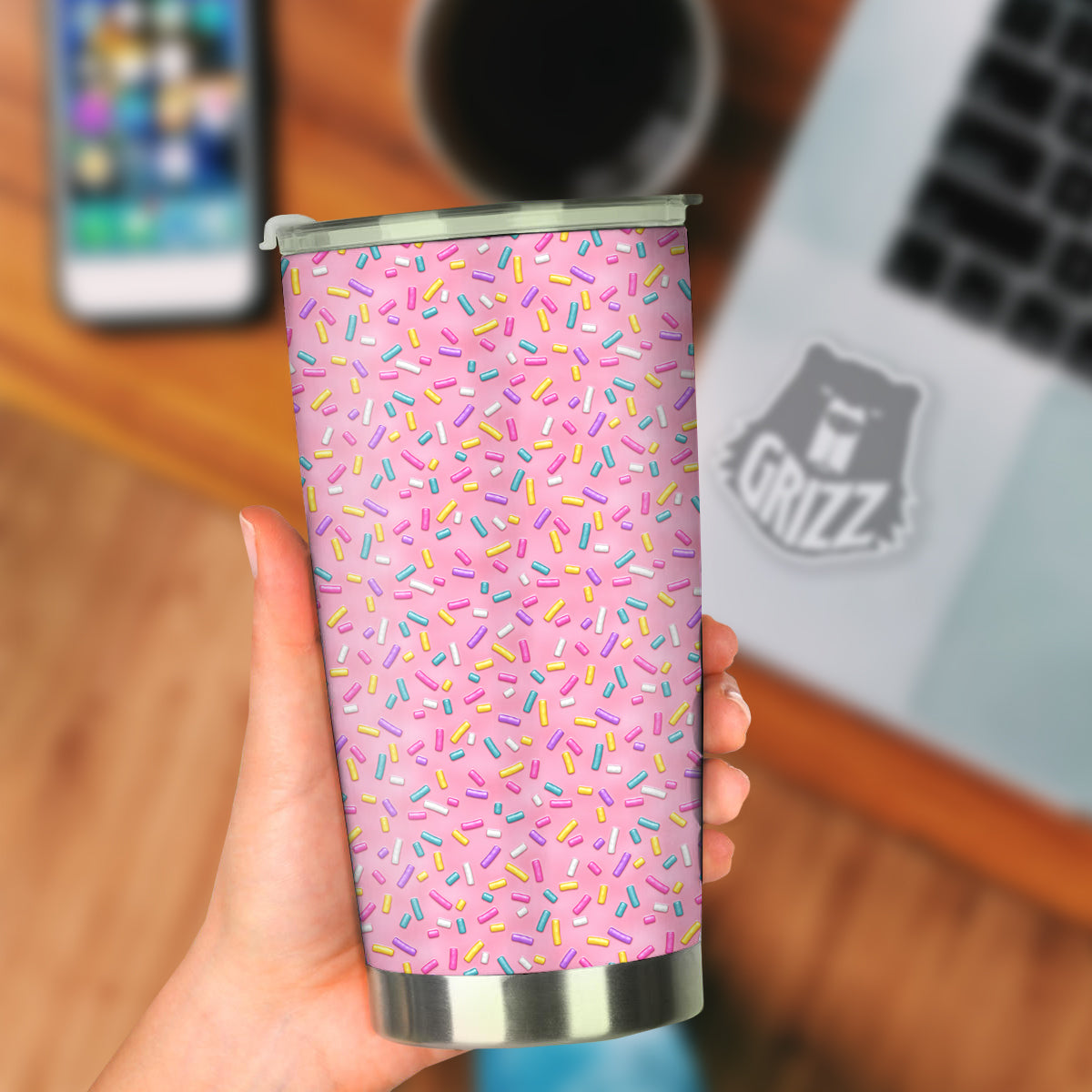 Candy Sprinkles Sweet Pink Print Pattern Tumbler-grizzshop
