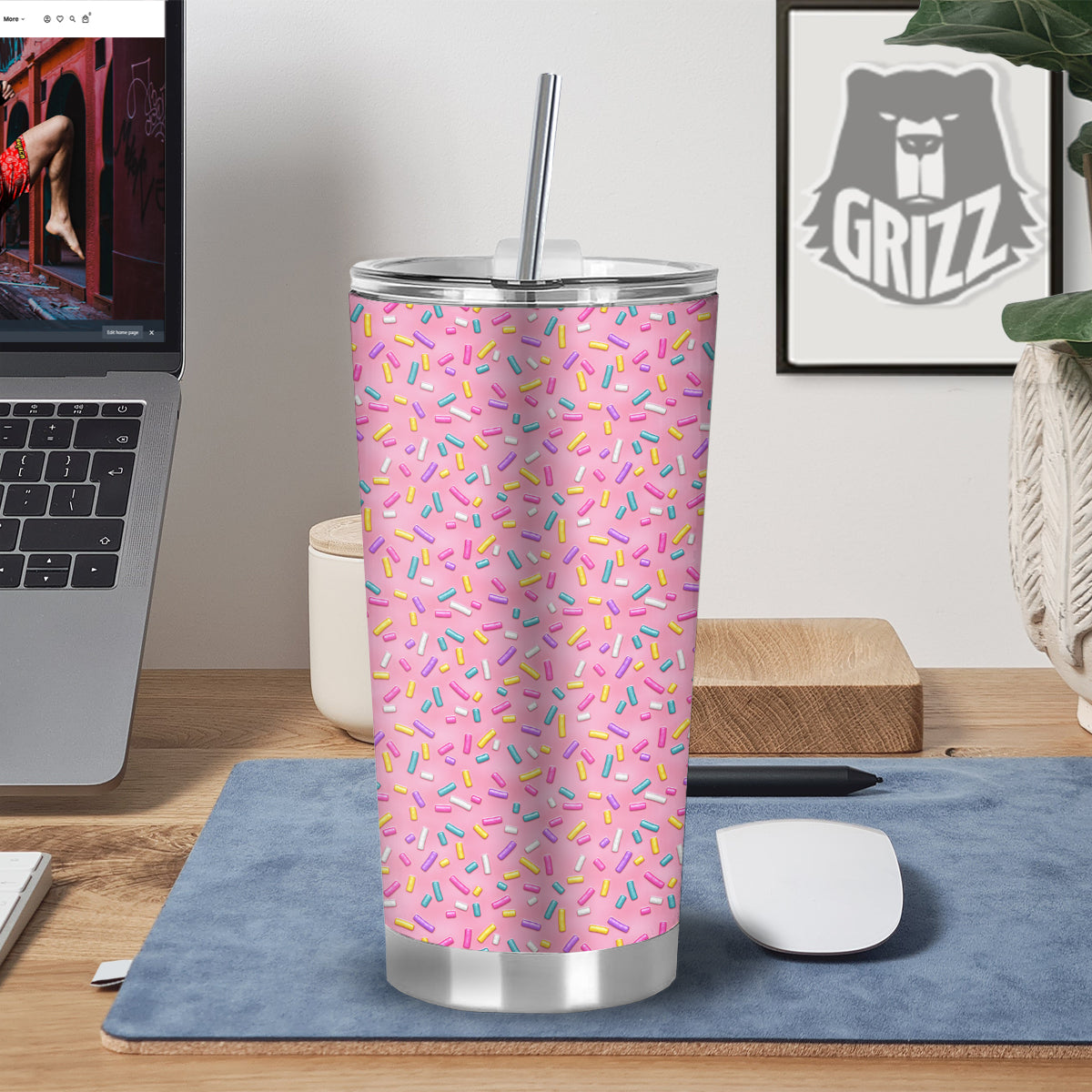 Candy Sprinkles Sweet Pink Print Pattern Tumbler-grizzshop