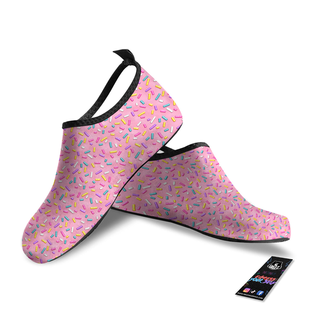 Candy Sprinkles Sweet Pink Print Pattern Water Shoes-grizzshop