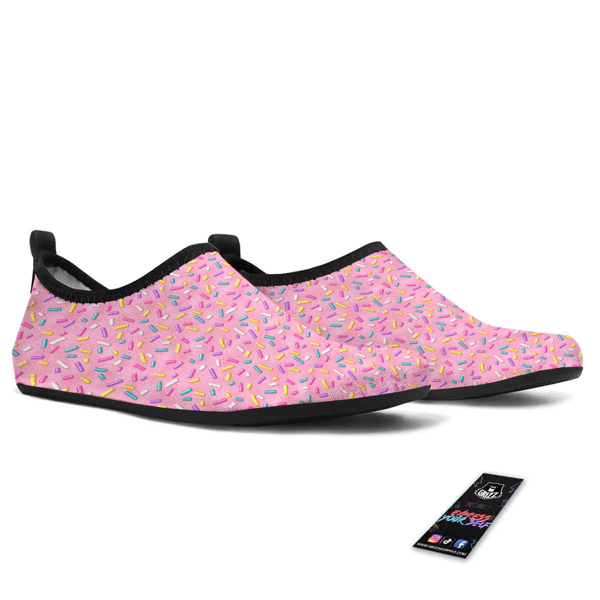 Candy Sprinkles Sweet Pink Print Pattern Water Shoes-grizzshop