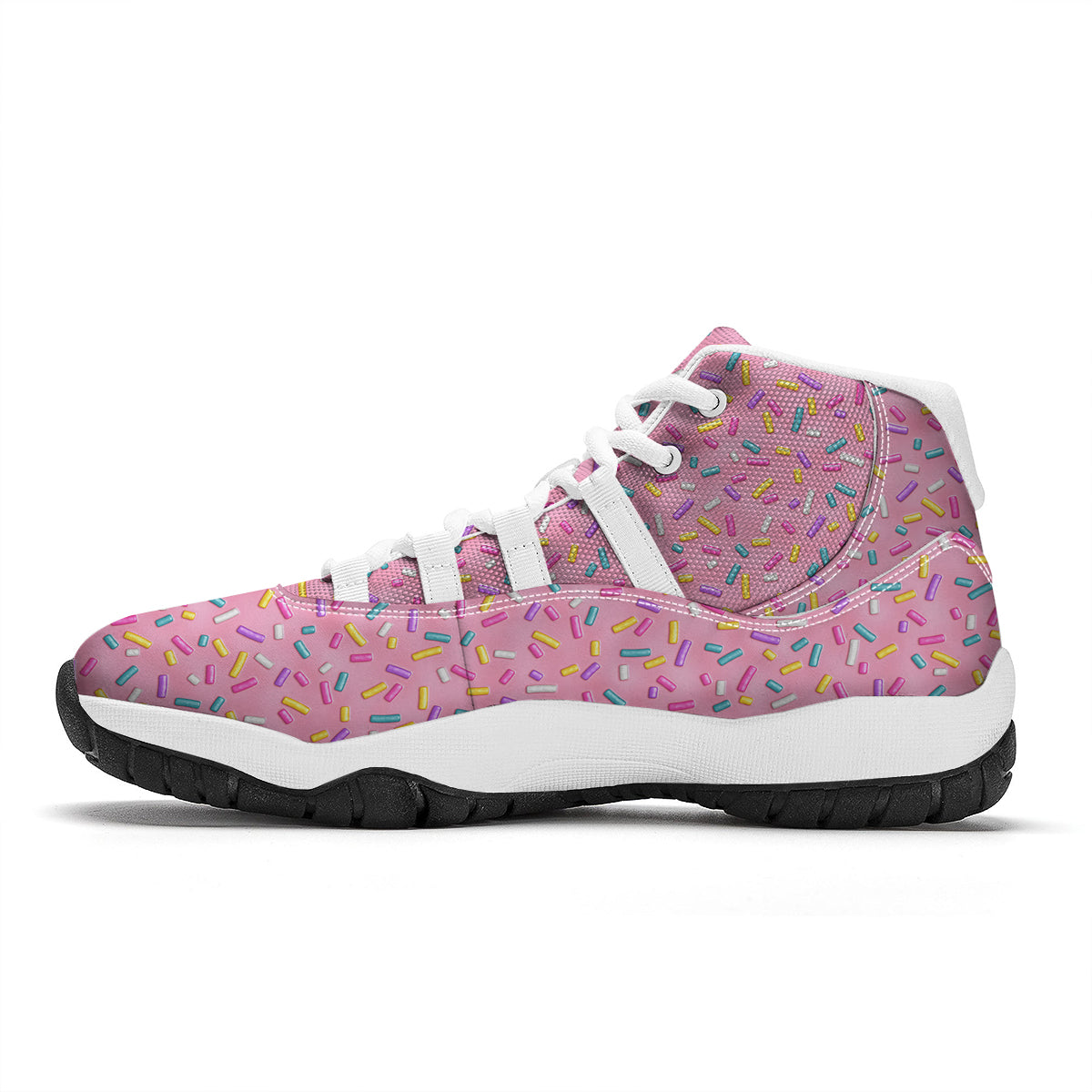 Candy Sprinkles Sweet Pink Print Pattern White Bball Shoes-grizzshop