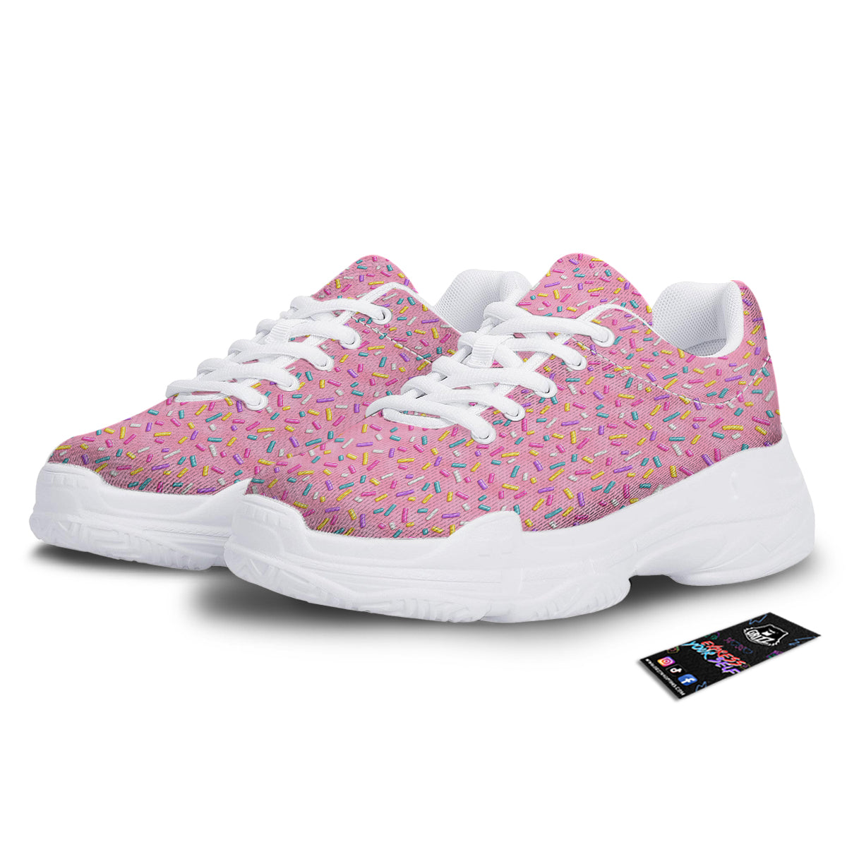 Candy Sprinkles Sweet Pink Print Pattern White Chunky Shoes-grizzshop