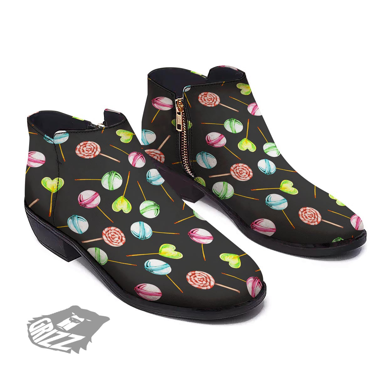 Candy Sweet Print Pattern Ankle Boots-grizzshop
