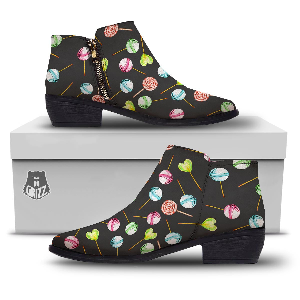 Candy Sweet Print Pattern Ankle Boots-grizzshop