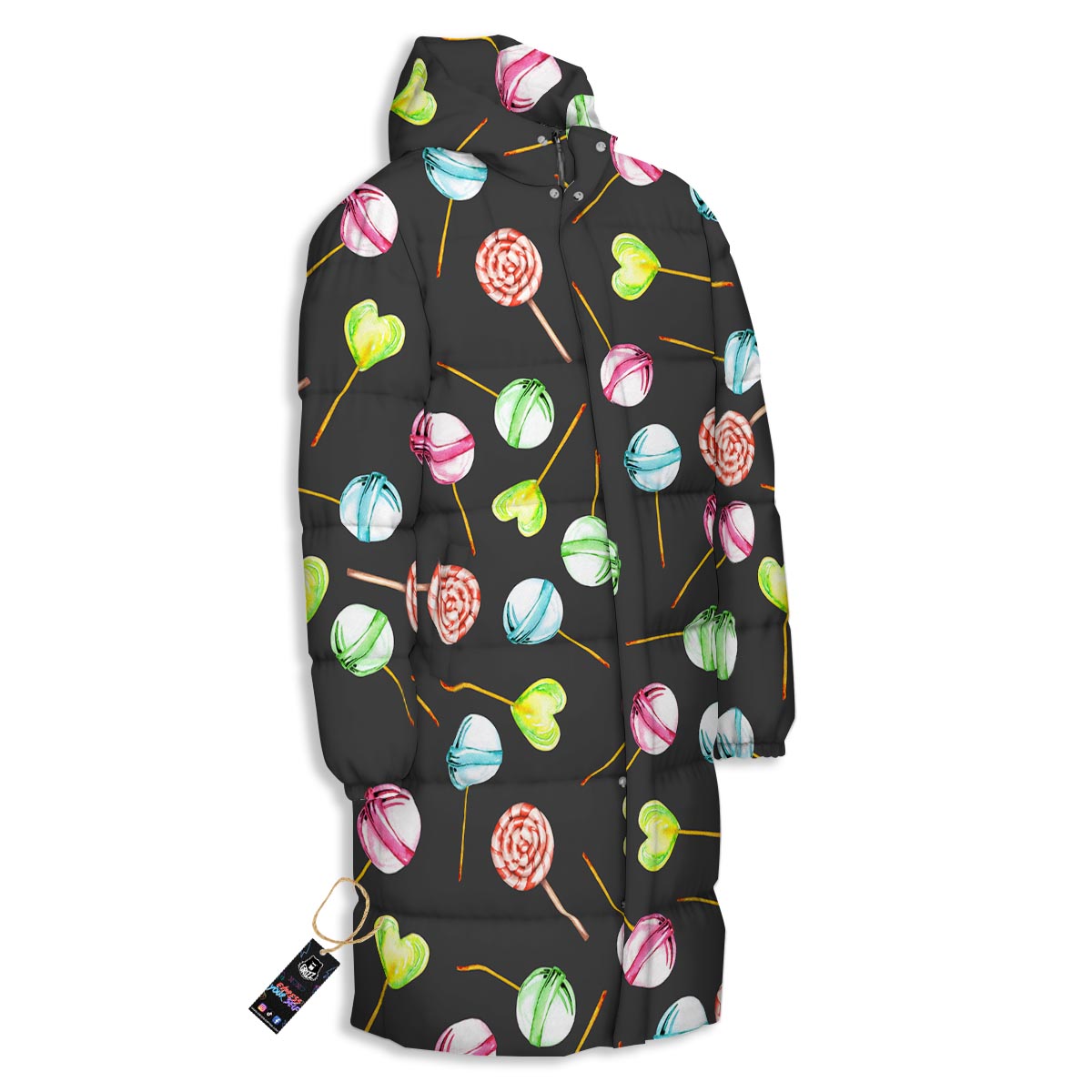 Candy Sweet Print Pattern Long Down Jacket-grizzshop