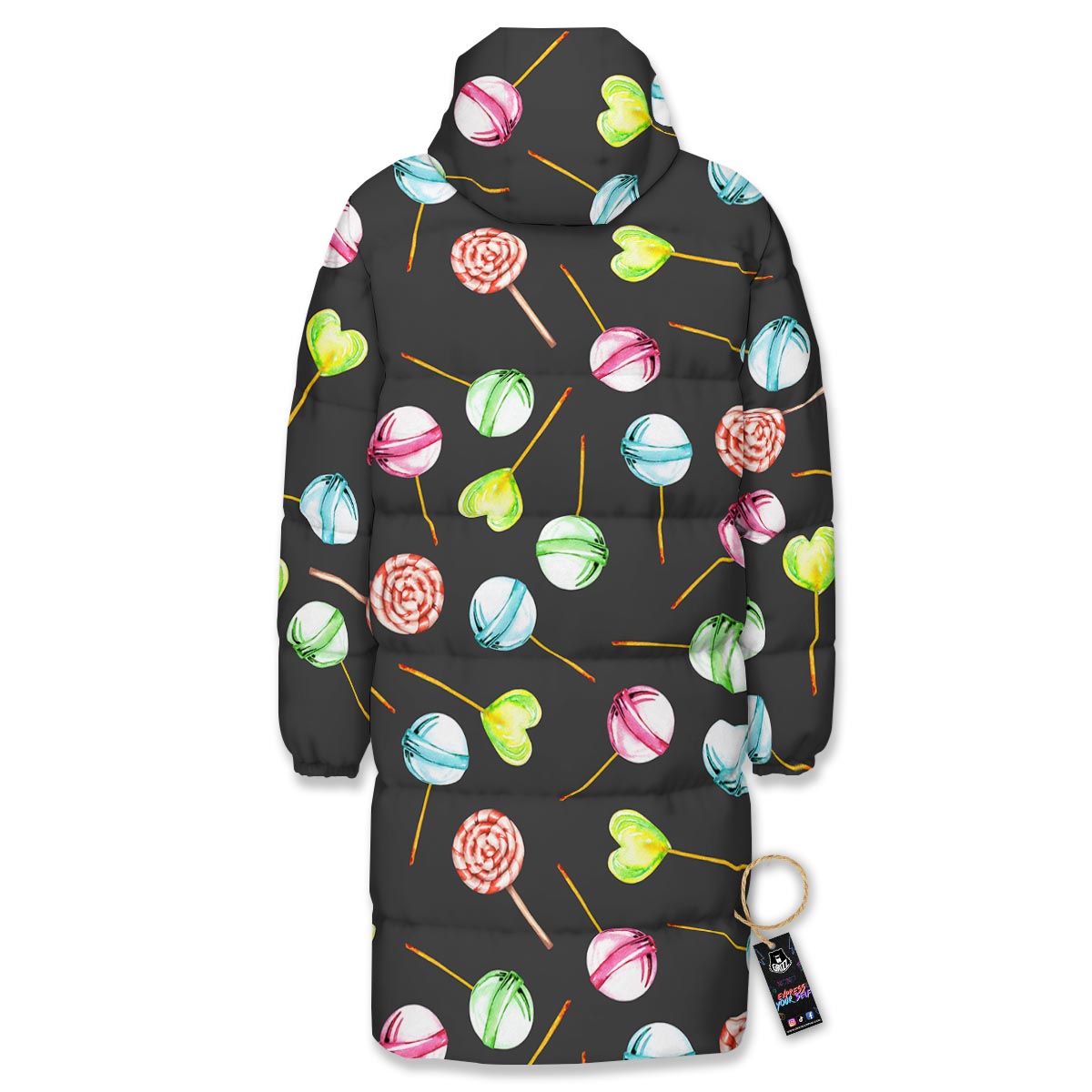Candy Sweet Print Pattern Long Down Jacket-grizzshop