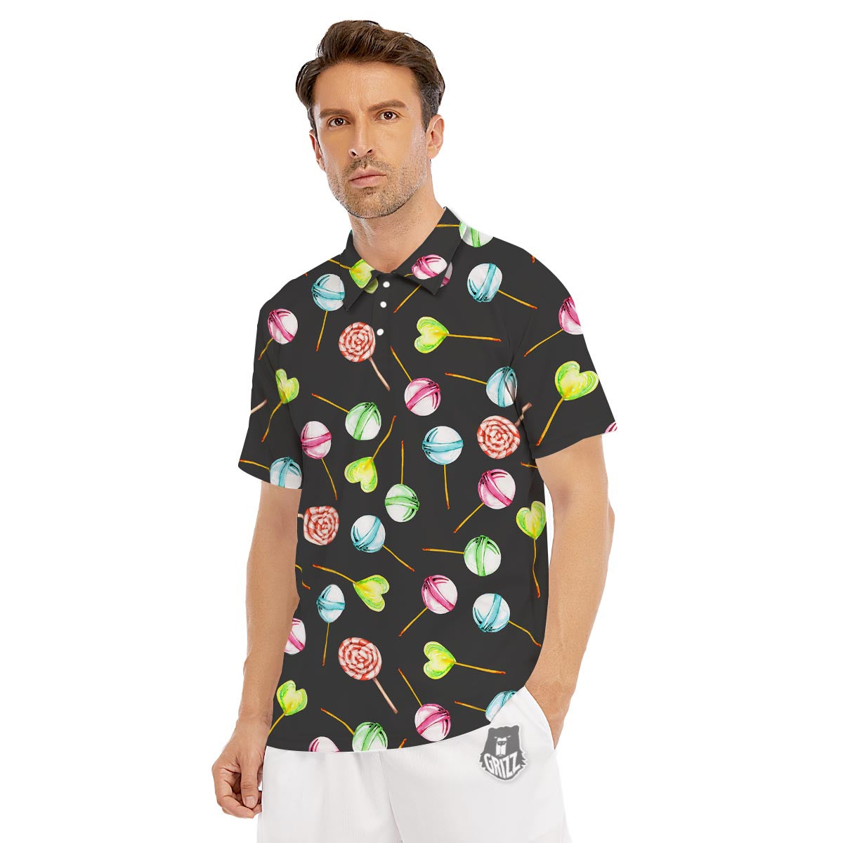 Candy Sweet Print Pattern Men's Golf Shirts-grizzshop