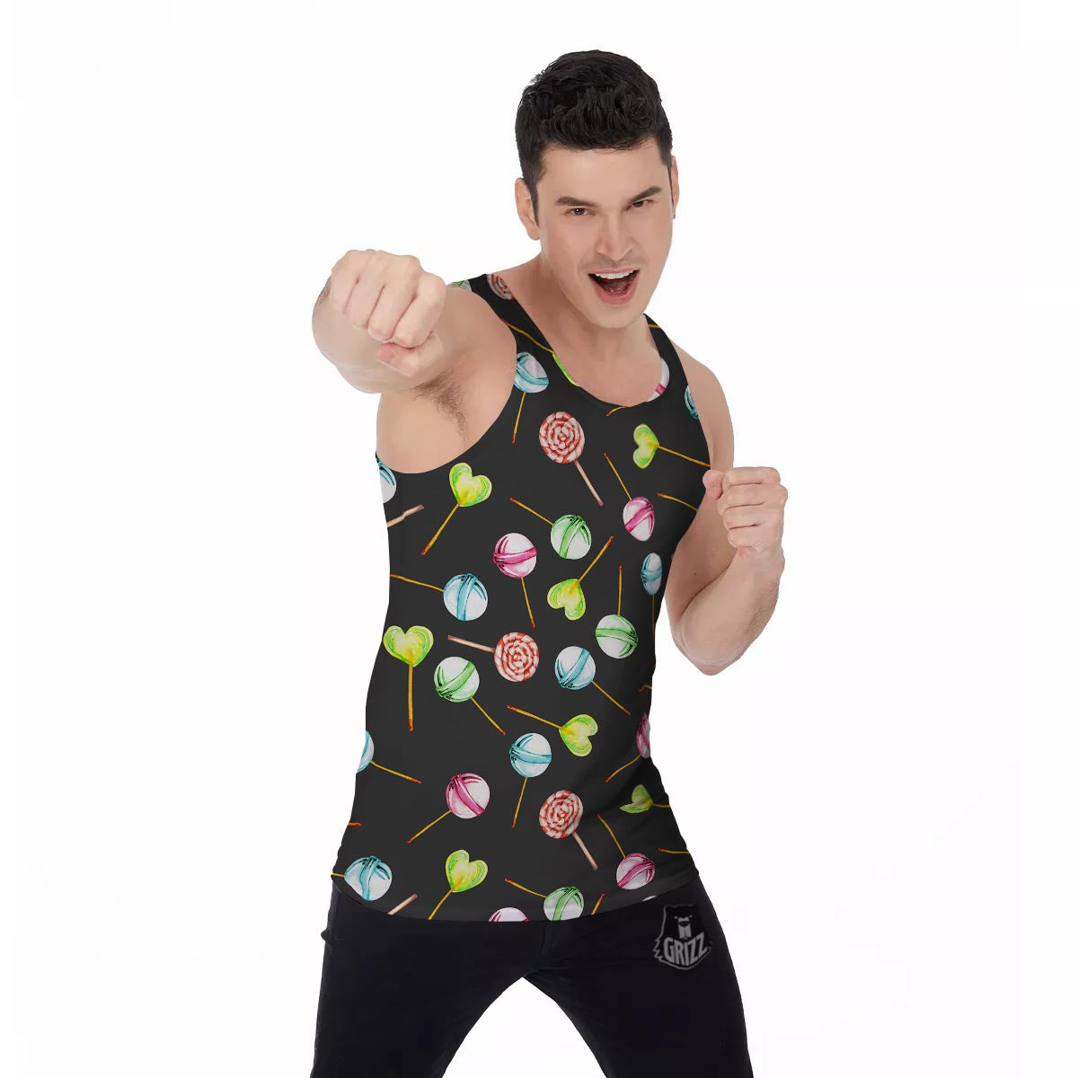 Candy Sweet Print Pattern Men's Tank Top-grizzshop