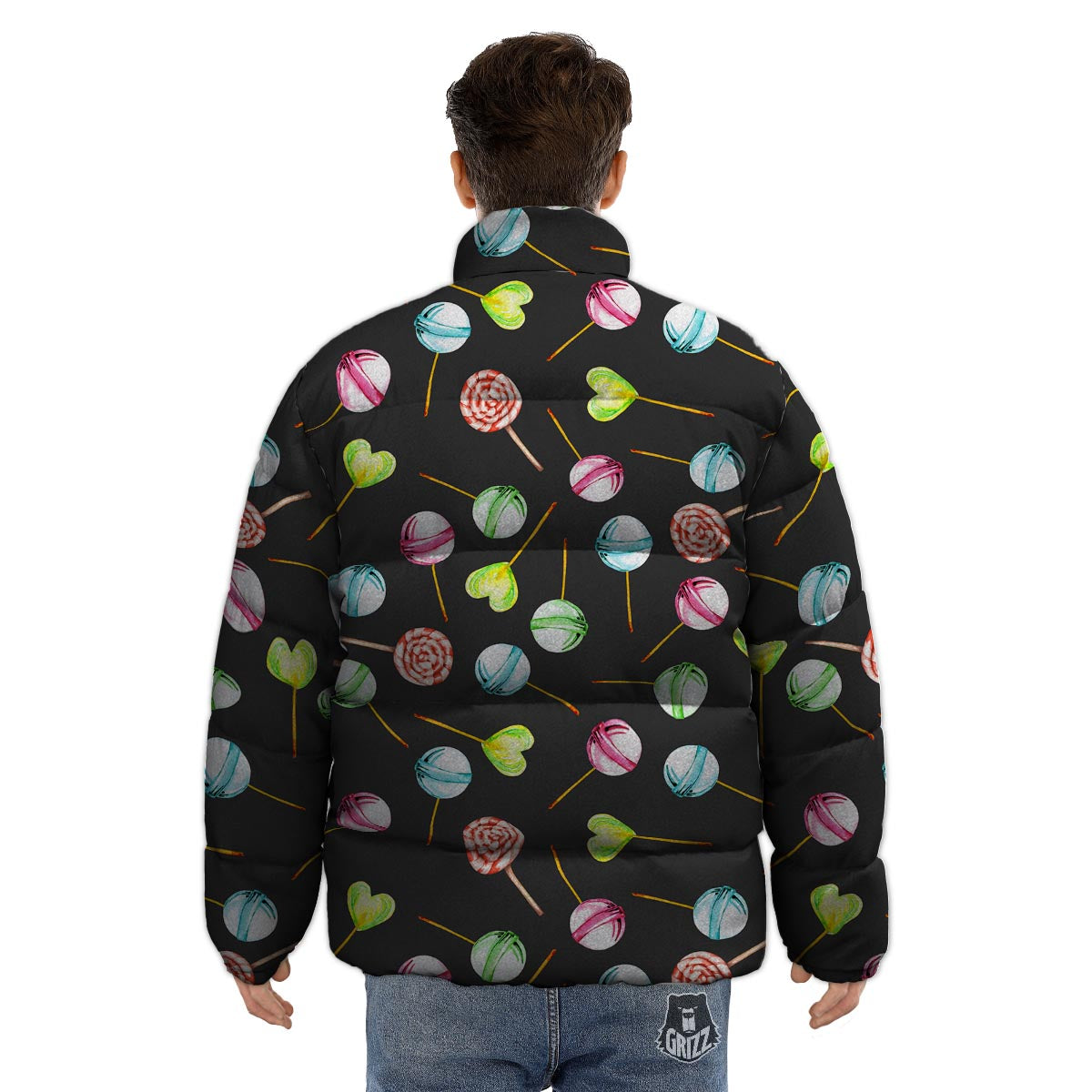 Candy Sweet Print Pattern Puffer Jacket-grizzshop