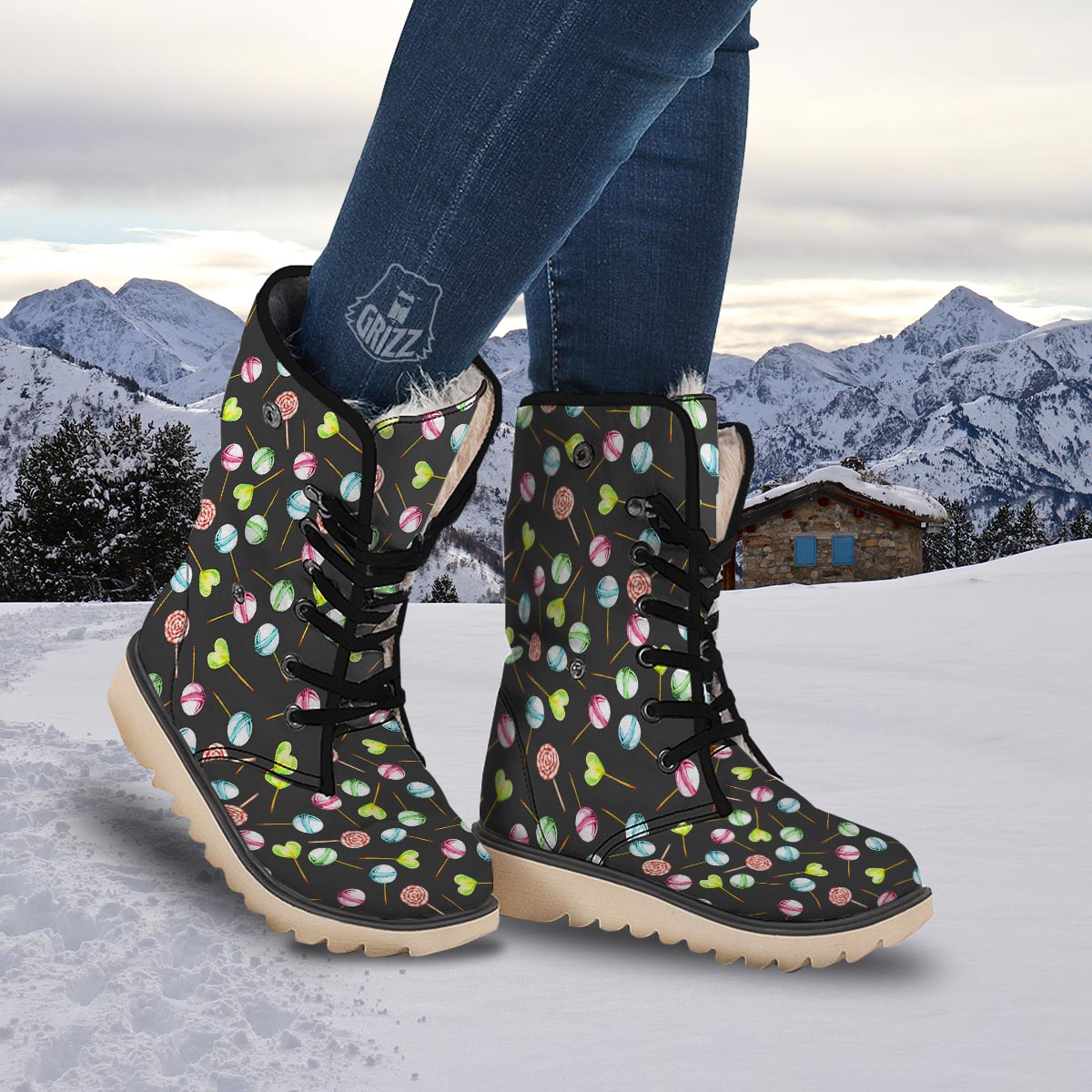 Candy Sweet Print Pattern Snow Boots-grizzshop