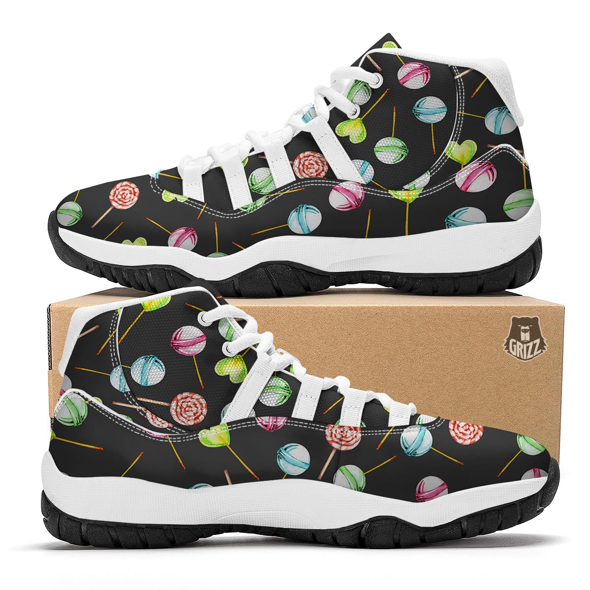 Candy Sweet Print Pattern White Bball Shoes-grizzshop
